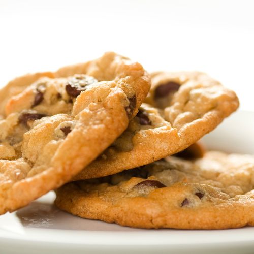 A pile of chocolate chip cookies.